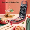 Sandwich Maker 1PC 6-in-1 Breakfast Machine Waffle Maker Donuts Sandwiches Fritters Tarts Egg Cakes Multifunctional Home Use 1