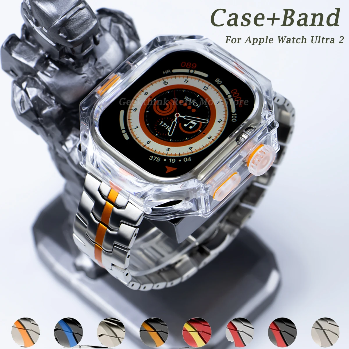 

Stainless Steel Strap+Case For Apple Watch Ultra 2 Band 49mm Luxury Butterfly Bracelet for iwatch Series Ultra Metal Link Band