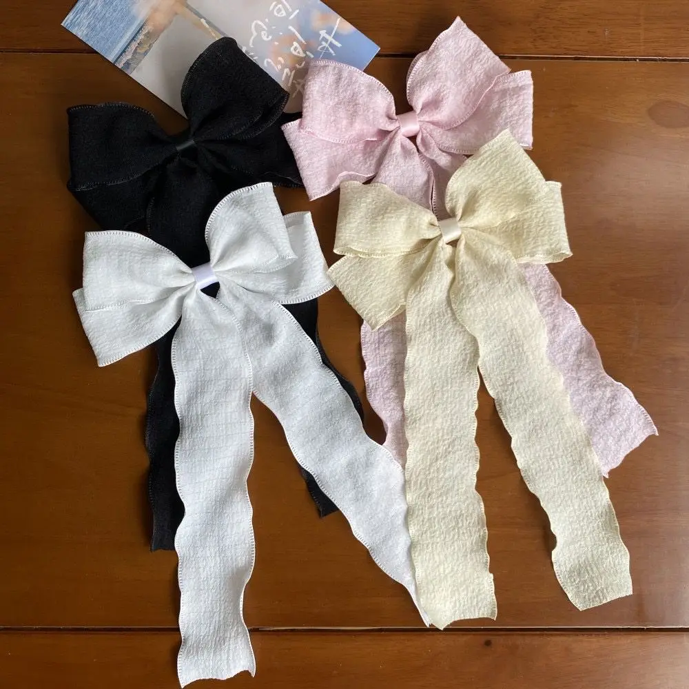 

24pc/lot Cute 5" Frills Ribbon Bow Hair Clips Women Girls Long Tails Ribbon Bow Hairpins Barrettes for Kids Headwear Wholesale