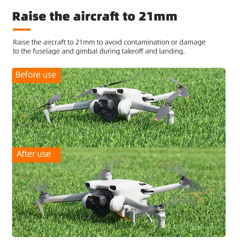 Foldable Landing Gear for DJI Mini 3, Raise the aircraft to 21mm to avoid contamination or damage to the fuselage and g