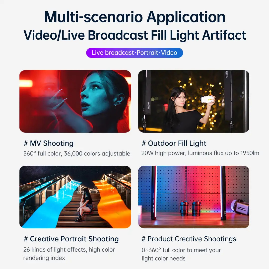 K60 RGB LED Stick Light 20W Handheld Tube Wand Stick 2500K-8500K Photography Lig