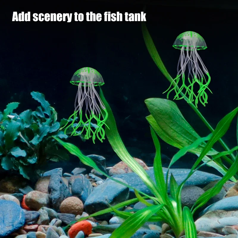 Silicone Decorative Jellyfish Artificial Glowing Jellyfish for Fish Tank Decor Luminous Aquarium Underwater Decor Ocean Theme fish tank ornaments fish tank decorations aquarium ornaments mini landscape ornaments