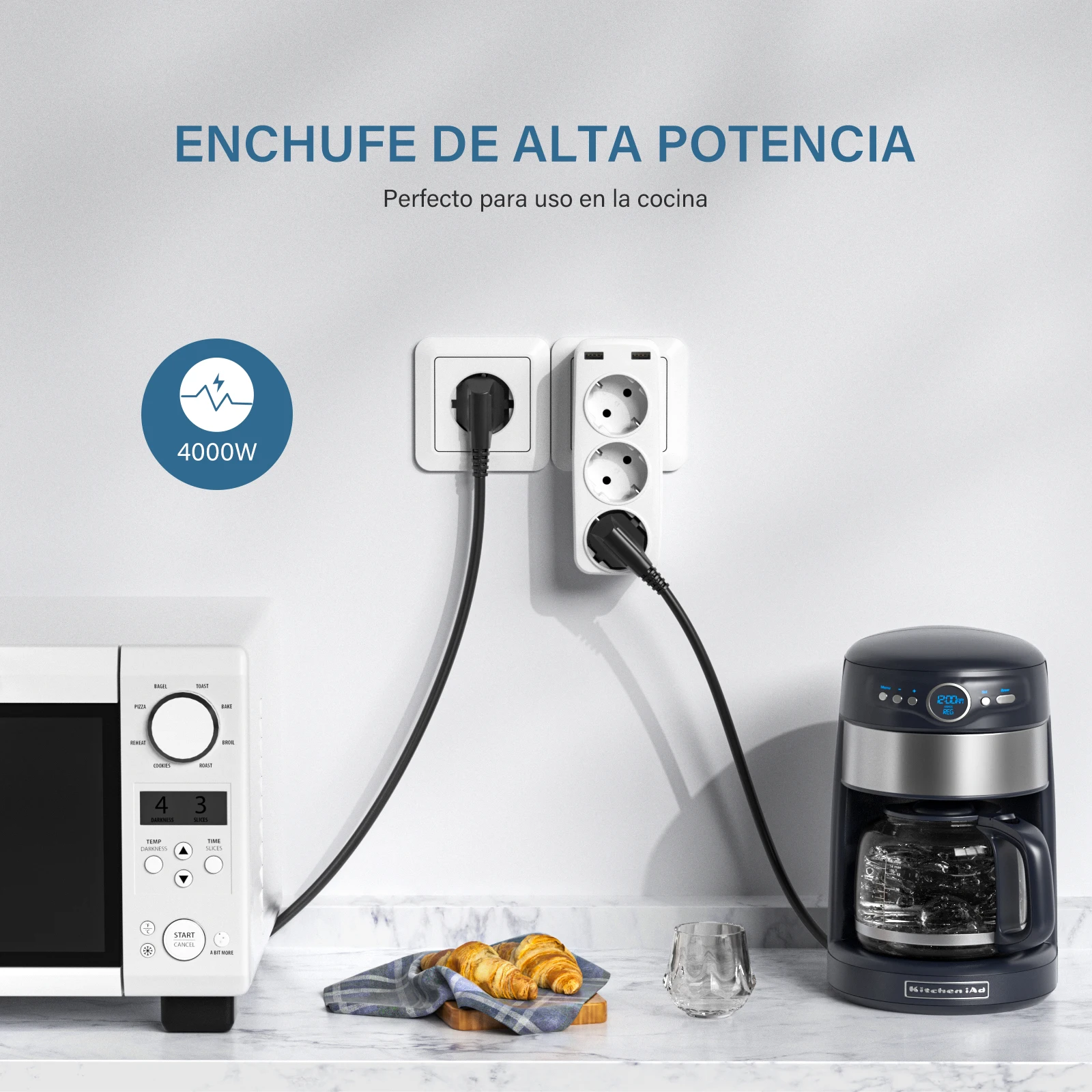 EU Plug 5-in-1 Wall Socket Extender with 3 AC Outlet 2 USB S8276ee9f8d6a4581a24be23fc94b9f1cu