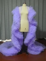 luxury Fully  long dress with ruffles cape tulle cloak Wedding attire Fashion Stage cloak custom  party prom dress - Image 3