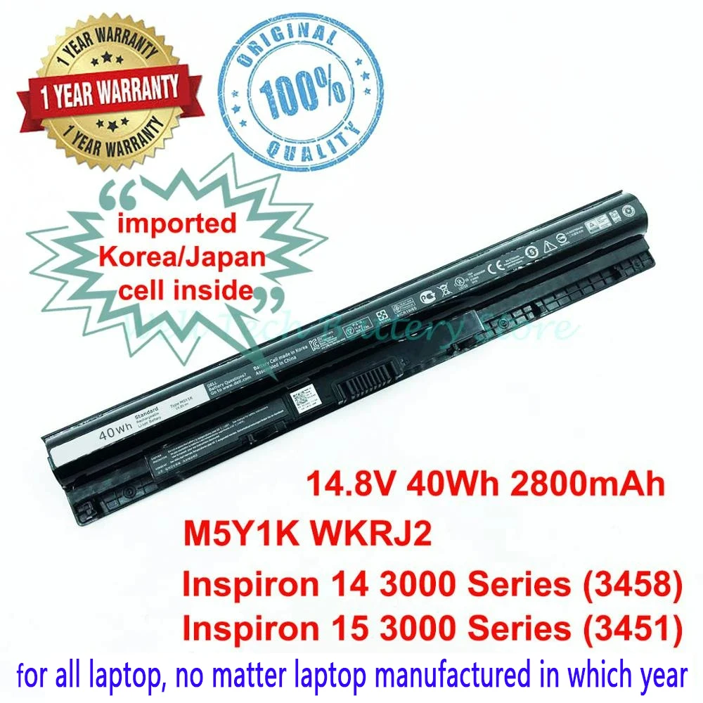 Batterie 40 Wh Pour Dell Inspiron 14 15 17 3000 5000 Série - Remplacement M5Y1K, Haute Capacité, Sécurisée