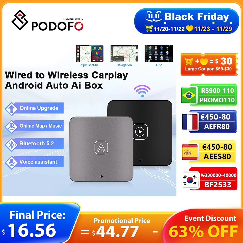 Podofoandroidautoaiboxdrahtlosandroidautoadaptercarplaydongle