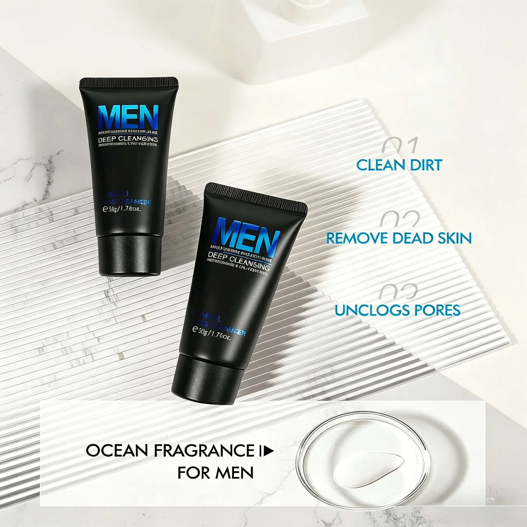 Men Facial Cleanser Face Wash Moisturizing Man Skin Care Oil Control Blackhead Remove Scrub Cosmetics Deep Norishing 50g - Image 4