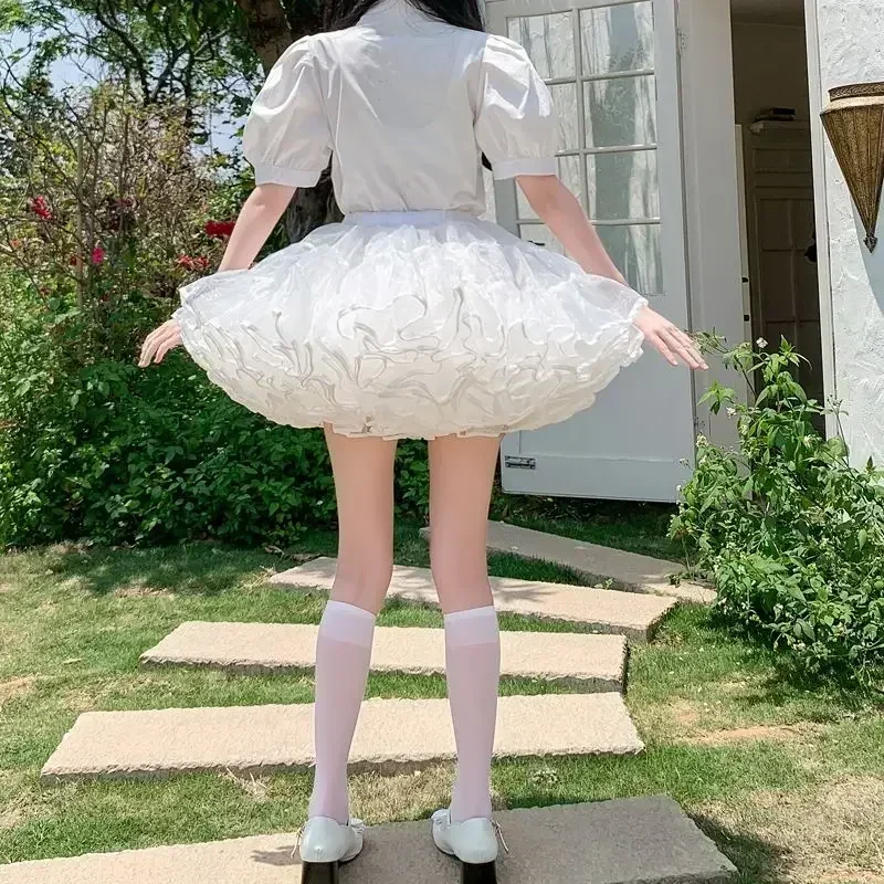 Multi-layer Ruffled Petticoats for Women Fluffy Bubble Skirt Crinoline Underskirt No Hoop Boneless Lolita Puffy Skirt Mini Skirt 2