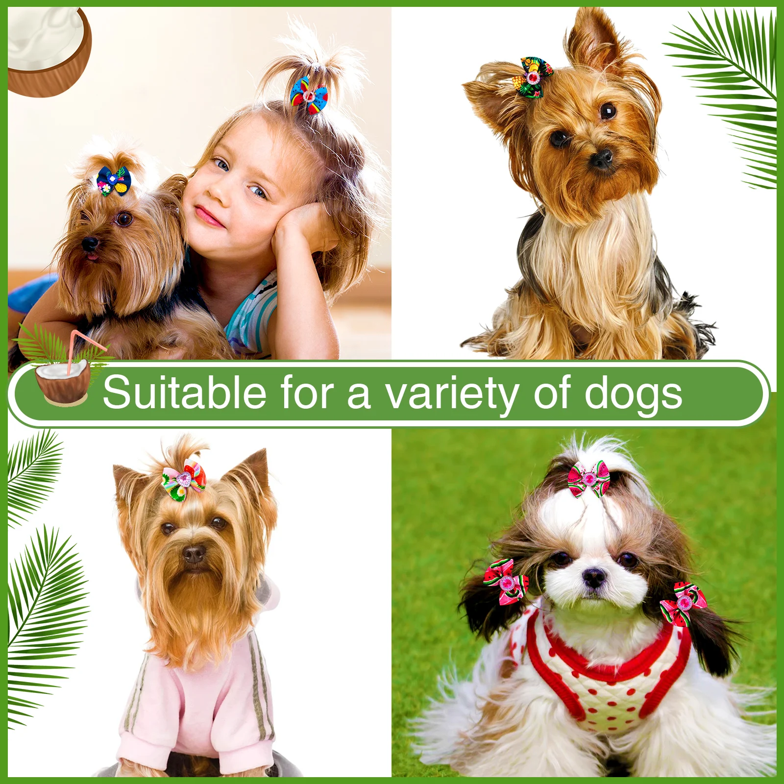 20PCS Dog Hair Bows Pet Dog Boutique Bows Rubber Bands Hair Bowknot Decorate for Dogs Groomining Cat Dog Pet Supplies 3