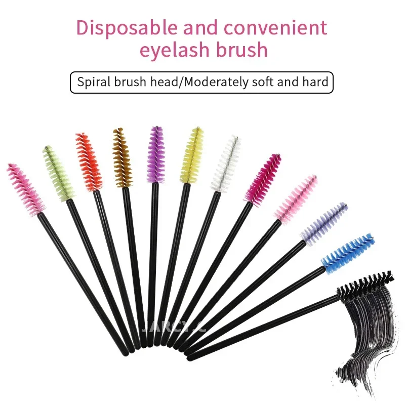 

100 Pcs/Pack Makeup Brushes Disposable Eyebrow Brush Black Handle Mascara Wand Applicator Eye Lashes Eyelash Extension Tool