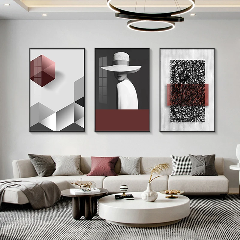 

Modern geometric posters, abstract paintings, canvas paintings with artistic splicing effects, printed art murals, decorative p
