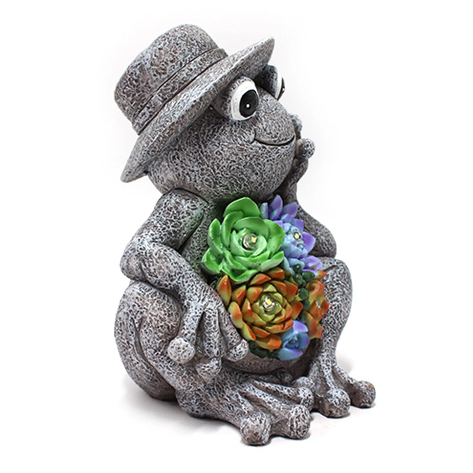 

Solar Lights Succulent Frog Ornament Household Craft Home Ornament for Home Office Housewarming Gift