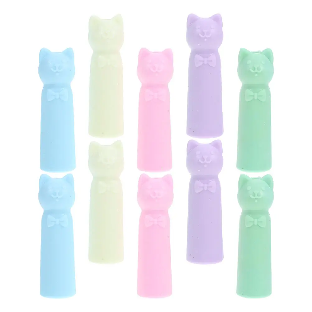 10Pcs 명확하고 다채로운 연필 캡 플라스틱 연필 보호 슬리브 어린이를위한 사랑스러운 익스텐더 예술가 학교 용품