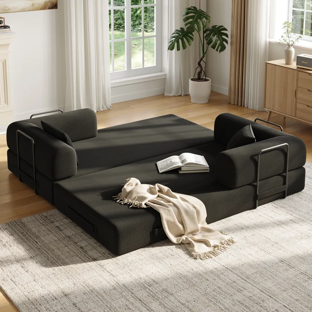 Convertible Floor Sofa Bed with Fixed-Shape Frame,  5-in-1 DIY Combination Modular Sofa,  for Living Room Bedroom Playroom