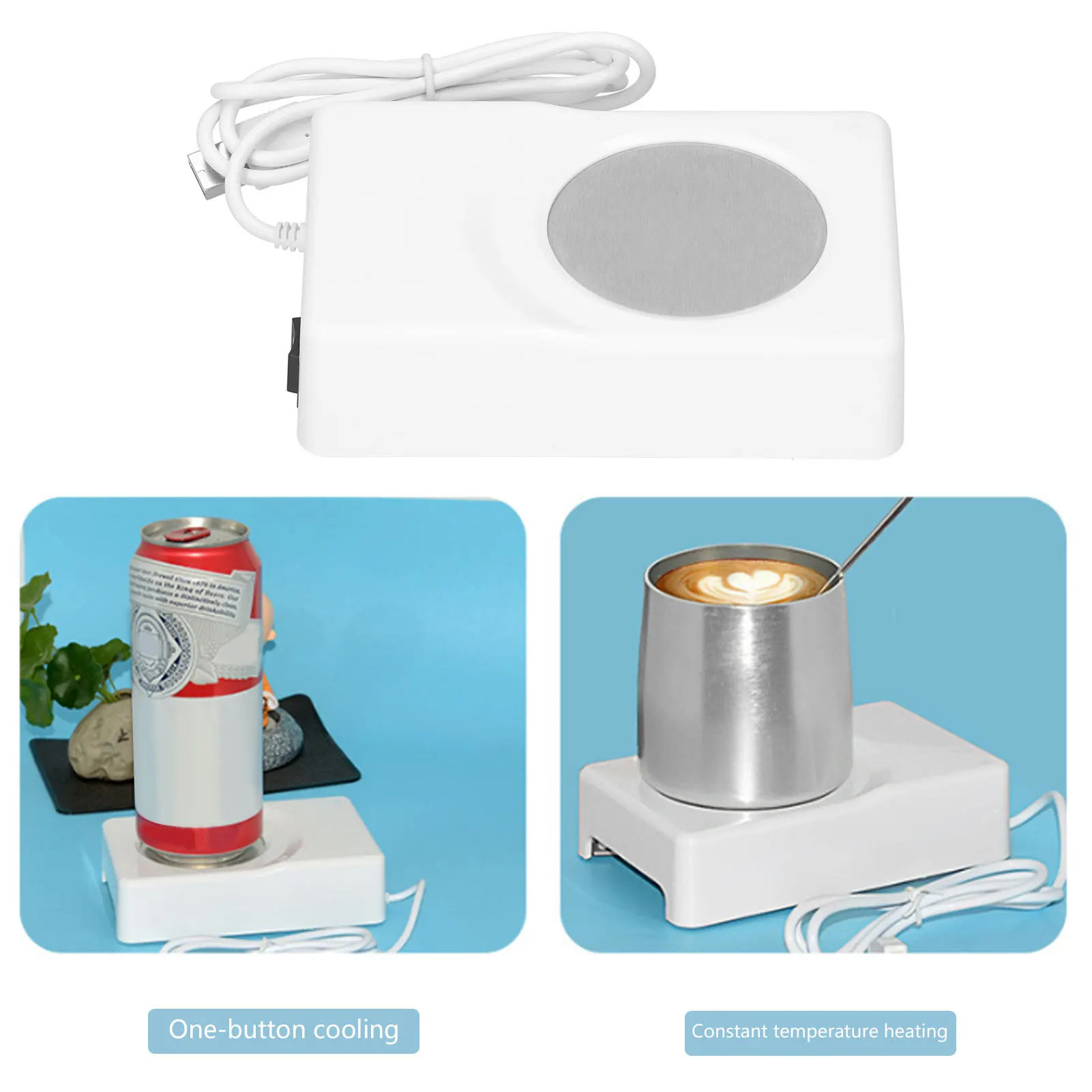 휴대용 2 in 1 차량용 컵 쿨러 워머 패드 (야외 여행용 USB 미니 자동 냉온장고 쿨링 히팅 코스터 음료 홀더)