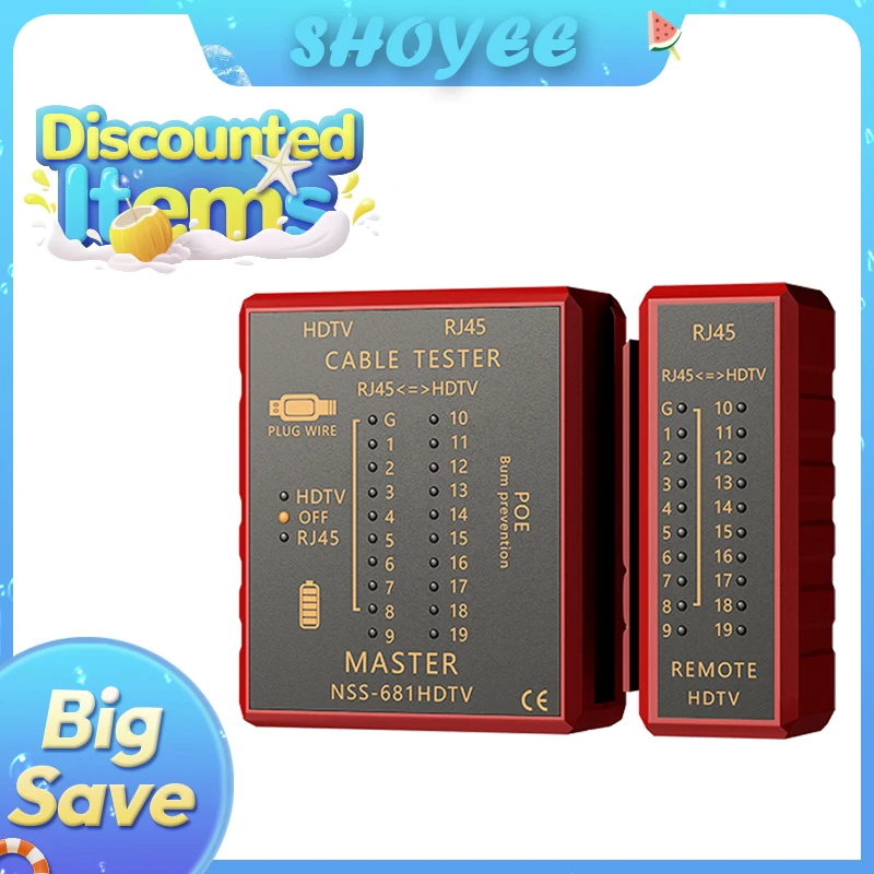 جهاز اختبار كابل الشبكة متعدد الوظائف HDMI متوافق RJ45 8P8C LAN POE مضاد للحرق RJ11 أداة اختبار خط الهاتف إصلاح الشبكة
