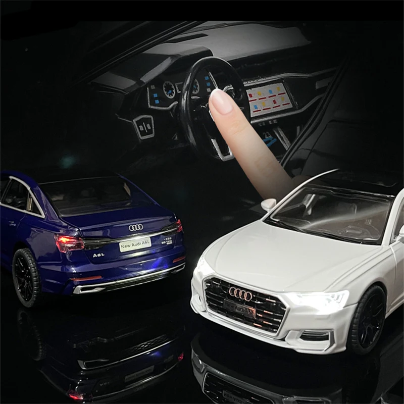 1:24 AUDI A6 Alloy Car Model Diecast & Toy Metal Vehicle Car Model High Simulation Collection Sound and Light Childrens Toy Gift 2