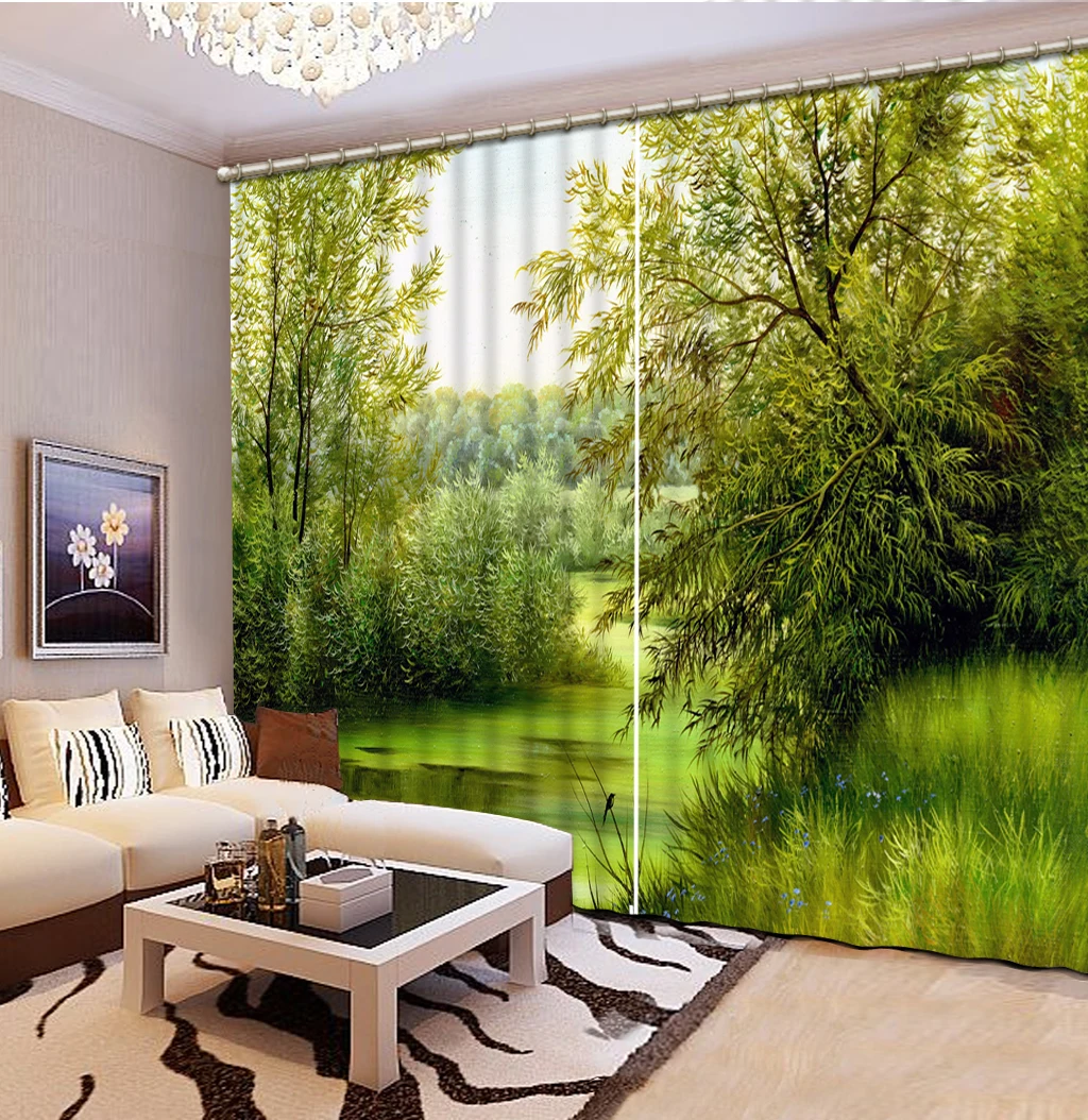 Beautiful Landscape 3D Printing Curtains Bedroom Living Room Lounge Shading  Curtain Cortinas Para Salon 2 piezas For Windows