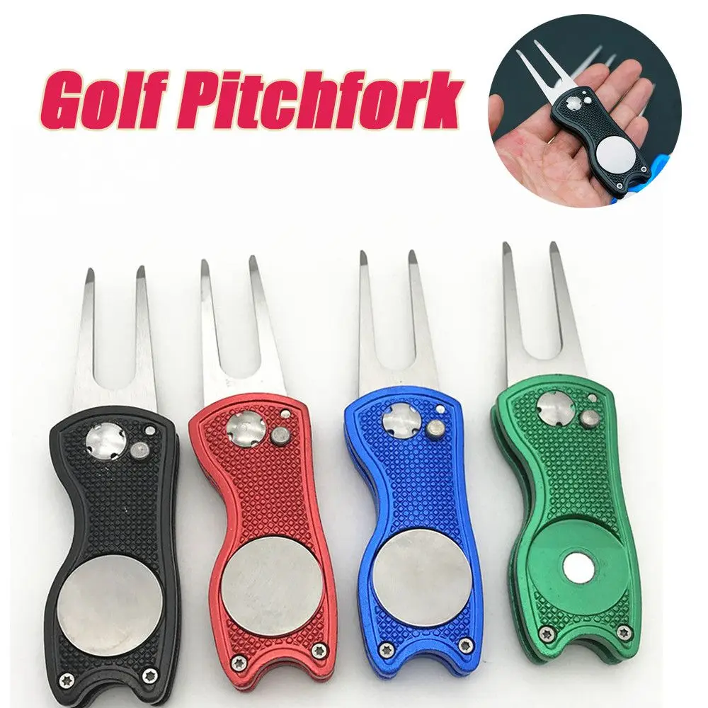 

7Colors Durable Training Stainless Steel Putting Green Fork Divot Repair Tool Golf Pitchfork Pitch Groove Cleaner