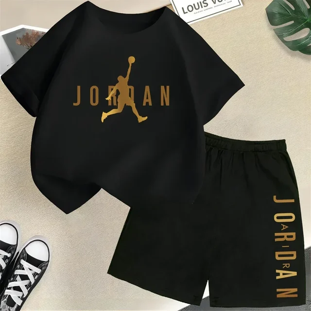 Summer Short Sleeve Children Set Slam Dunk Master Pattern Print Sports T-shirt+Shorts 2pcs Set Kids Boys Girls Fashion Tracksuit