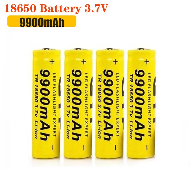  CBJJ 18650 Batería recargable 9900mAh 3.7 V Batería recargable  18650 Batería plana superior para linterna, faro, paquete de 4 : Salud y  Hogar