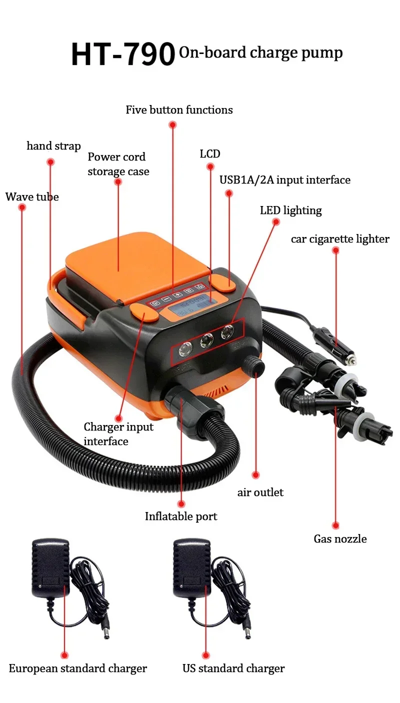 Kayak SUP Paddle board surfboard 12V car battery electric inflator air boat inflator pump