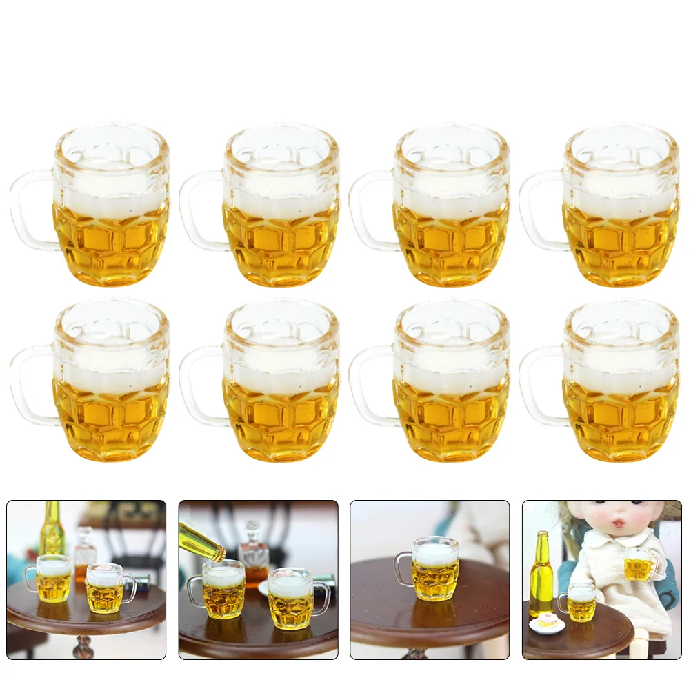 

10 Pcs Simulation Beer Mini House Prop Tiny Ornaments Models Drinks Miniature Mugs Resin Kids Micro Landscape Decorations Child