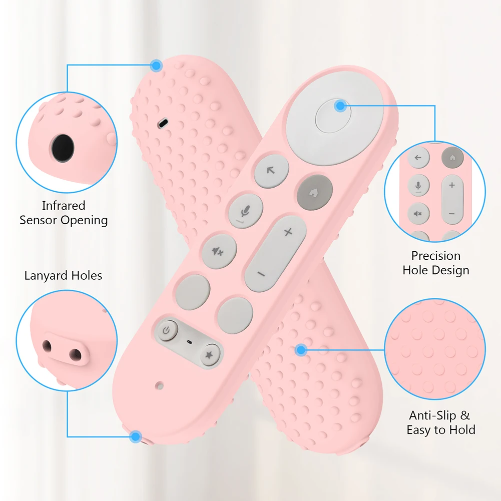 Silicone Remote Case Anti-Slip Protective Controller Sleeve Skin Shockproof Remote Cover for Google TV Streamer 4K Voice