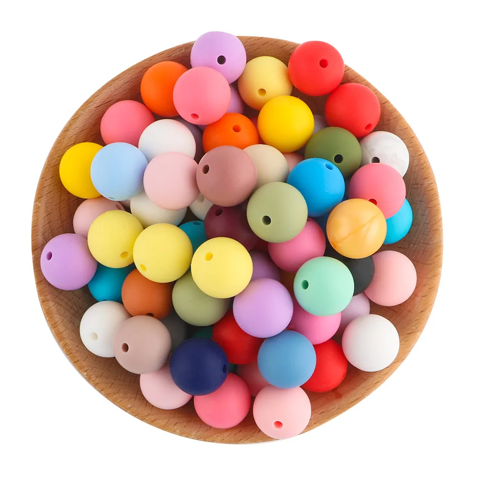 Vibrant Silicone Beads for DIY Jewelry Crafting - 50 Pieces, 12/15mm