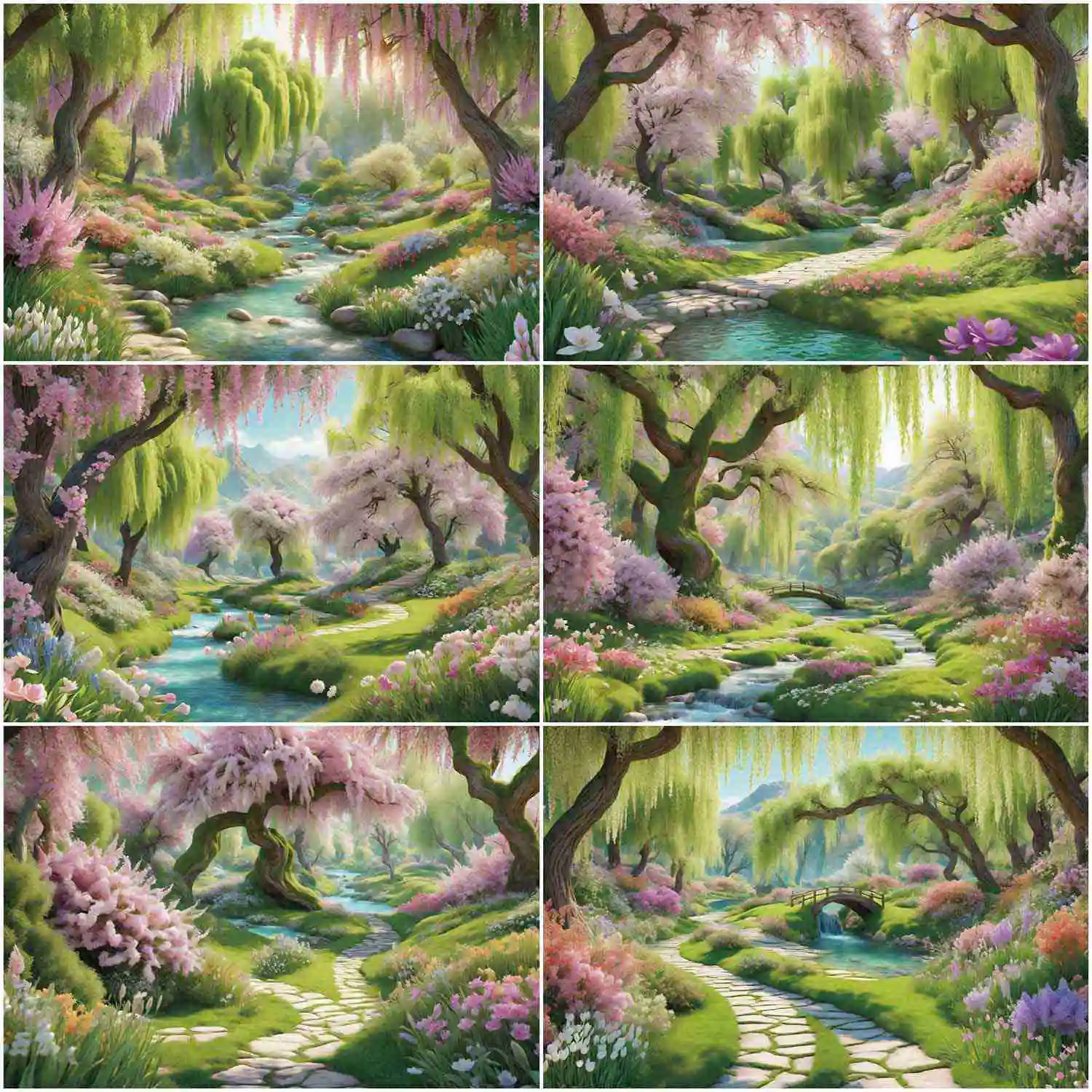 

MOON.QG Fairy Spring Cherry Blossom Backdrop Birthday Decoration Photography Background Garden Forest Tree Pathway Photo Props