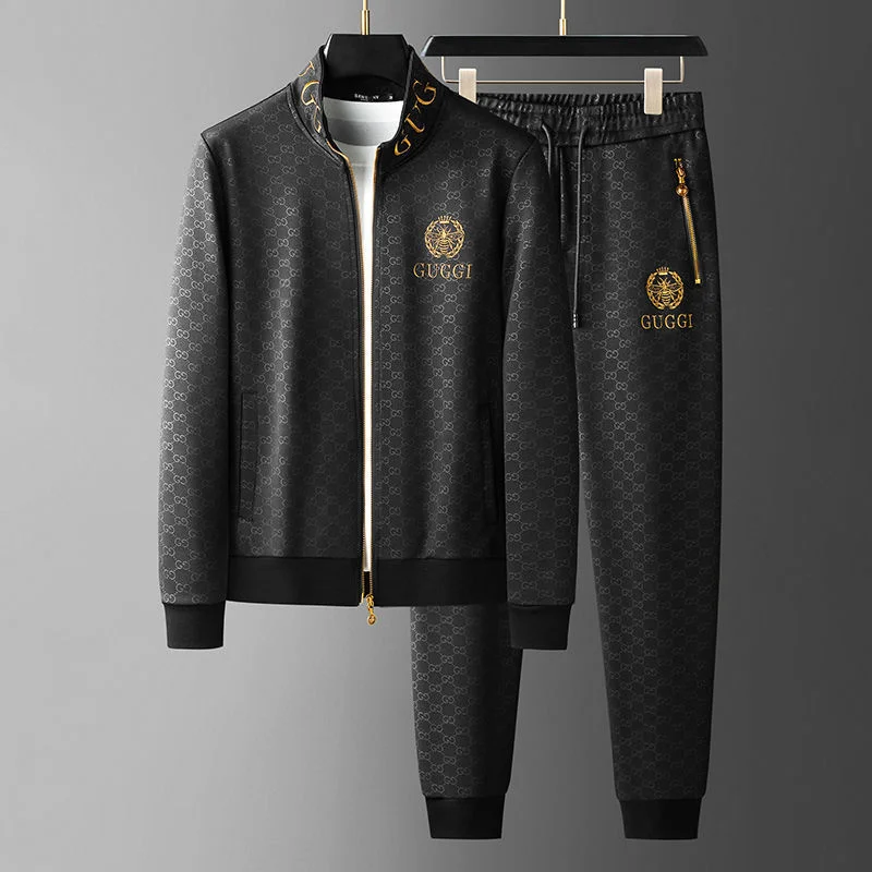

Luxury brand Zip coat suit men 2023 autumn new embroidered bee casual cardigan sportswear two-piece set