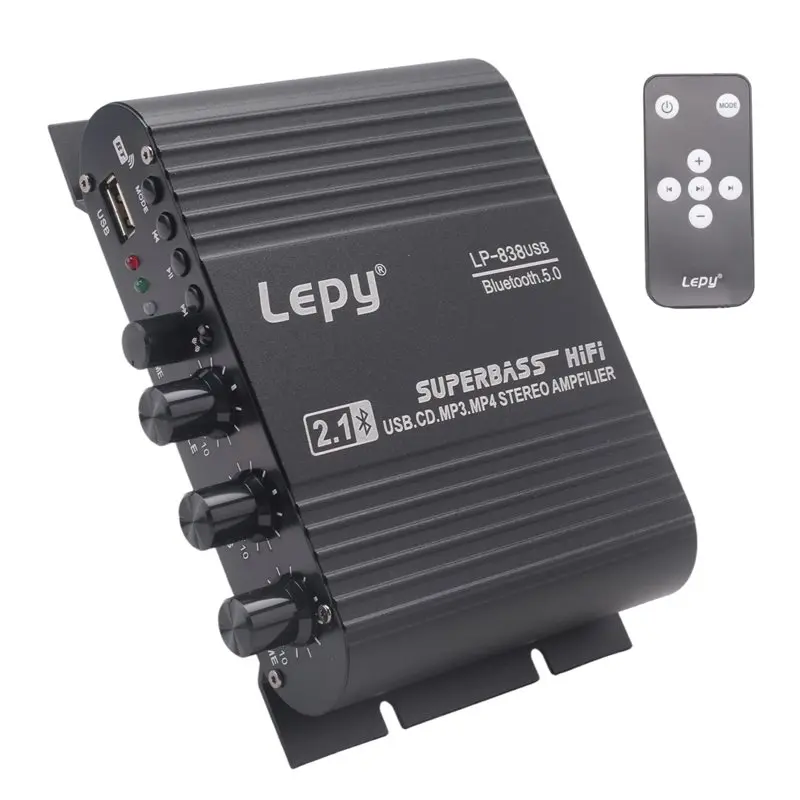 LEPY 838 USB 블루투스 서브우퍼 앰프 HIFI 2.1 12V 자동차 홈 앰프 U 디스크 무손실 4-8 옴 스피커에 적합