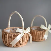 Woven Flower Basket Rattan Storage Basket Flower Girl Hand Basket Handmade Flower Basket For Home Wedding Decor 1