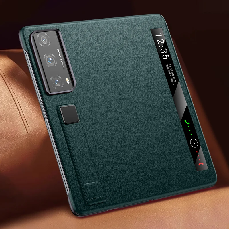 Genuine Leather Magnetic Flip Phone Case with Wriststrap and Stand Cover