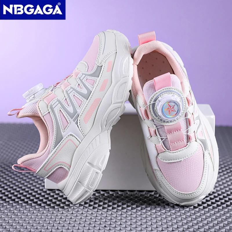 Girls Sports Shoes Lightweight Leather Kids Sneakers Casual Pink Fashion Children Anti-slip Walking Running Shoes - 2