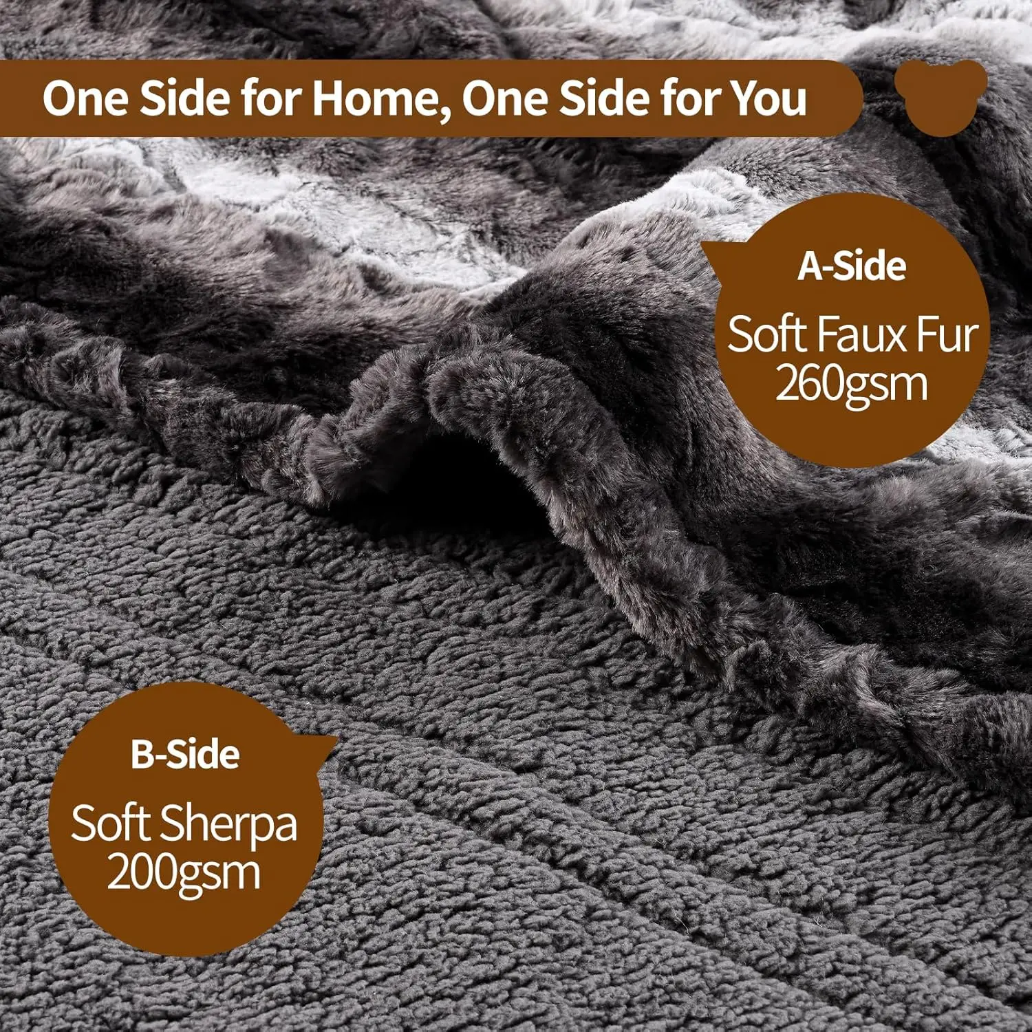 Electric Blanket Full Size 77" x 84", 10 Heat Settings Heated Blanket, 1-12 Hour Auto Shut-Off, Faux Fur & Sherpa