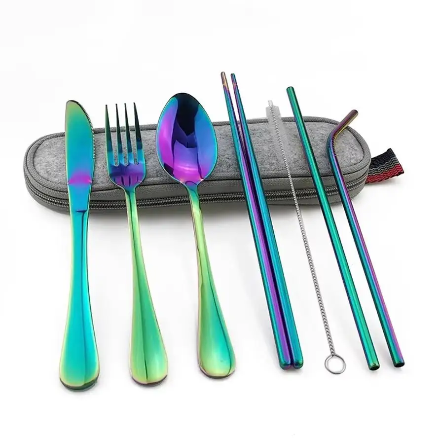 Reusable Travel Cutlery Set – Straw, Spoon, Fork & Chopsticks with Case 5