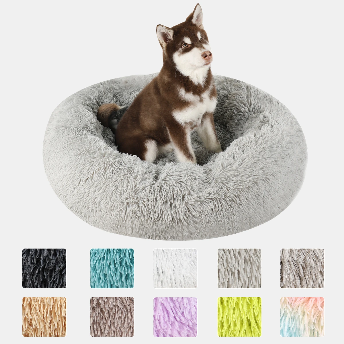 Dog Bed Donut Big Large Round Basket Plush Beds For Dogs Medium