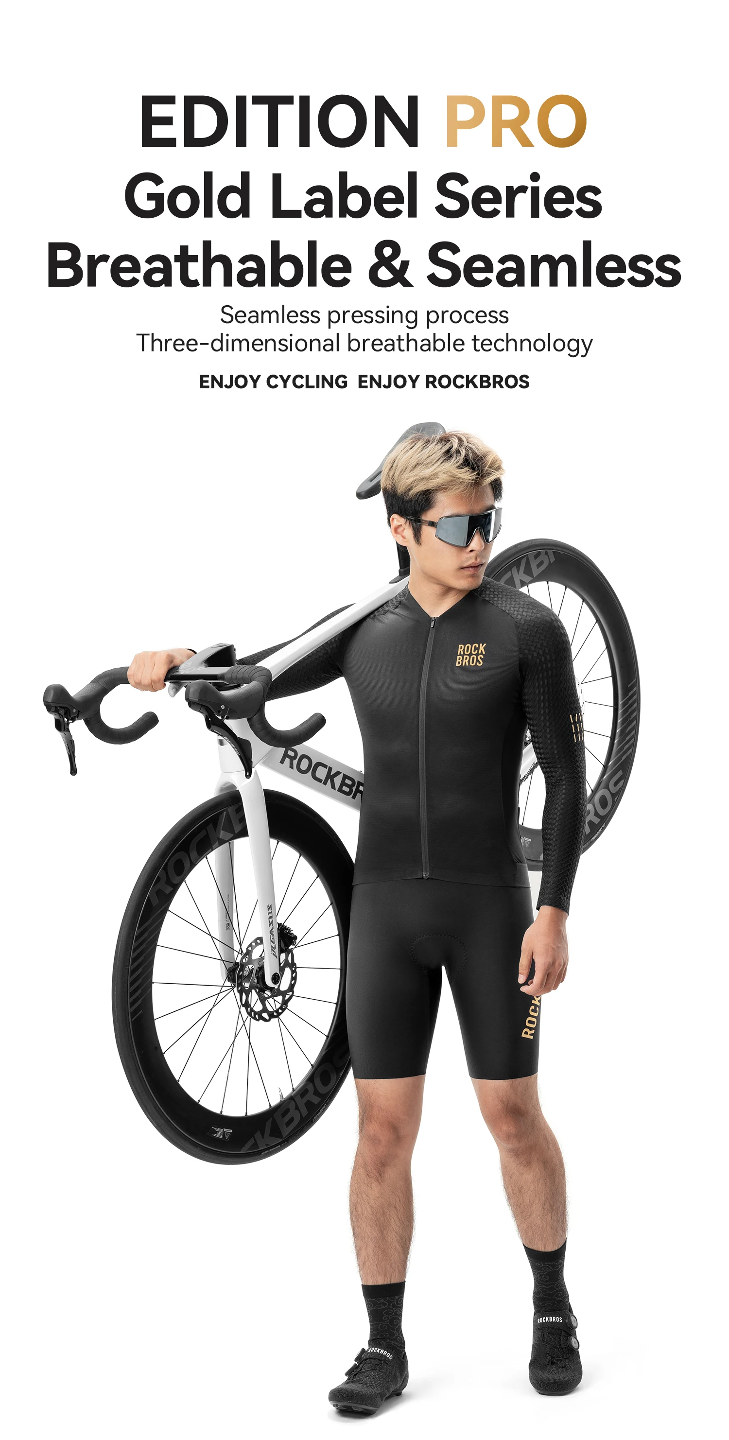 ROCKBROS Cycling Jersey Spring Autumn Lightweight High Elasticity Long Sleeve Bicycle Jersey Wicking Breathable MTB Bike Jersey