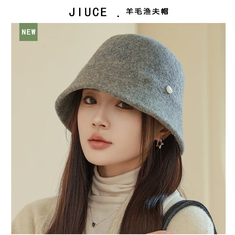 Fisherman Hat Women Winter High Grade Wool Basin Hat Elegant Show