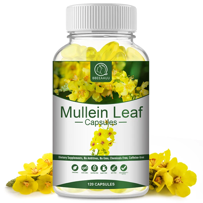 

BBEEAAUU Herbal Plant Mullein Capsules Clean the Lungs Protect the Respiratory System Clear Heat & Detox Supports Lung Health