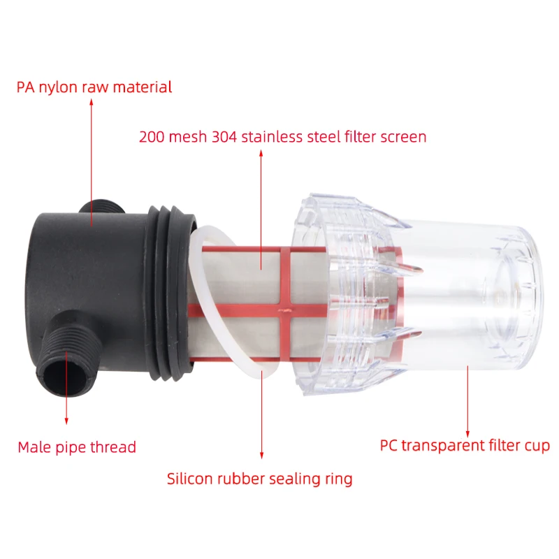 Irrigation Filter Garden Watering Filter Water Pump Filter Water Hose Filter 304 Stainless Steel Filter Screen 200 Mesh 1/2 Inch 3/4 Inch 1 Male pipe thread