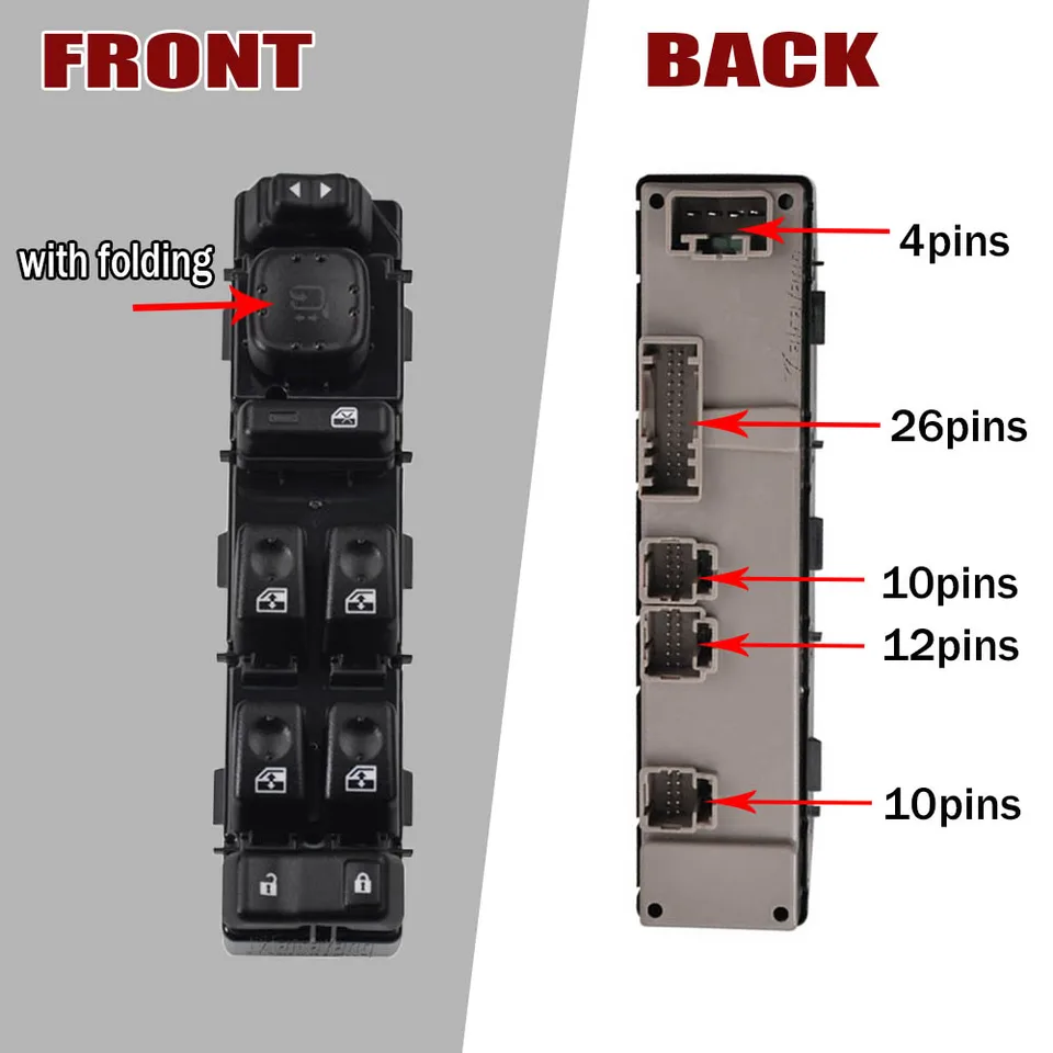 HUOEPU Master Power Window Switch Door Lock Front Driver Side Module Fit For Chevrolet Silverado/Tahoe/Suburban/Avalanche, For GMC Sierra/Yukon 2003-2008, For Cadillac Escalade 2003-2006, 15883323 - View #5