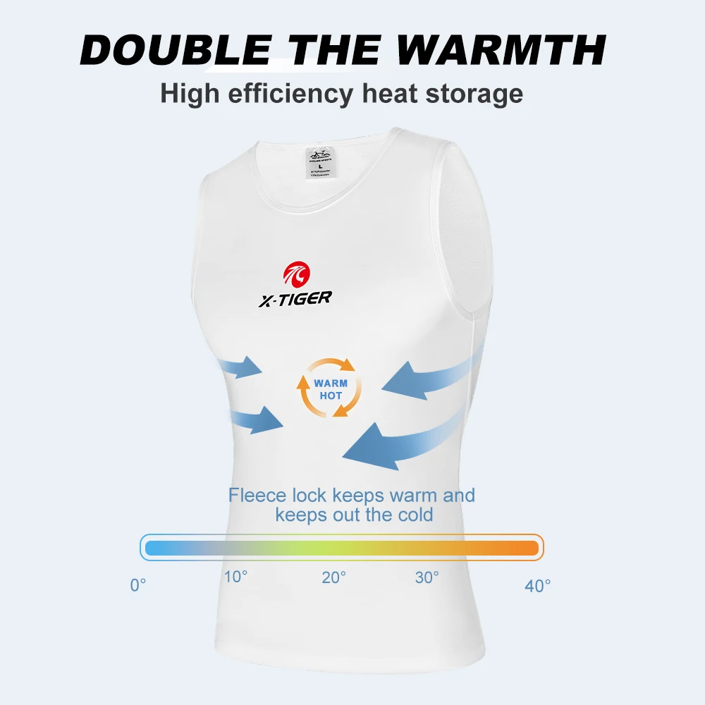 Cycling Jersey X-TIGER Winter Sleeveless Fleece Base Layer Sports Bike Shirt