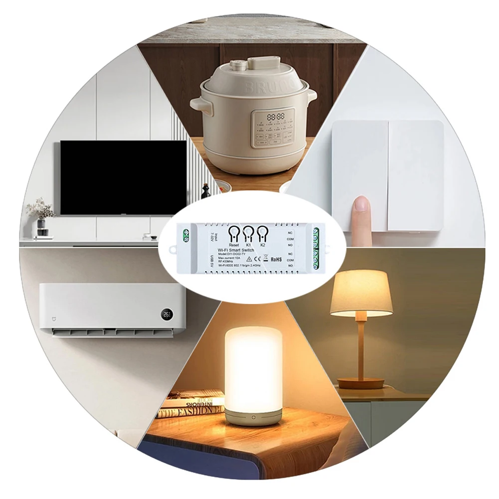 와이파이 스마트 릴레이 스위치 모듈, 스마트 라이프 앱 리모컨 스위치, 알렉사 구글 홈 RF 433MHZ 작동, 7-32V, 85-265V