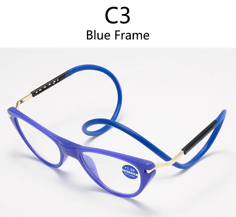 BOYSEEN Cat Eye Presbyopie Lesebrille Frauen Männer Anti blaues licht Presbyopie Skalierbare tragbare Magnetische hals suspendierung – Detail 14