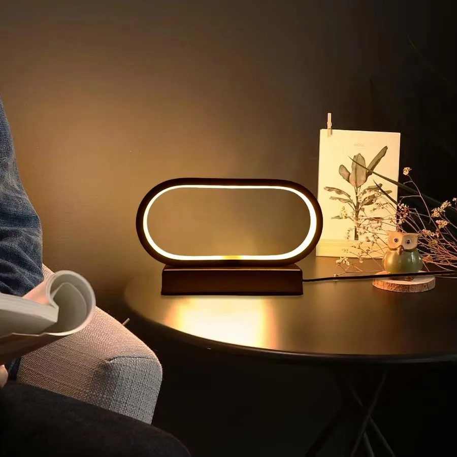 1PC 현대식 타원형 LED 테이블 램프, 따뜻한 백색 주변 조명, 침실, 거실, 홈 데코용 USB 전원 장식 램프