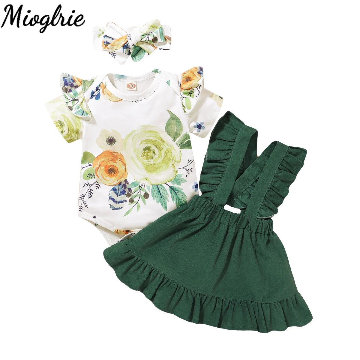 Short Sleeve Baby Girl Summer Clothes Floral Infant Girl Clothes Ruffled Newborn Baby Girl Clothes Baby Outfit for New Born 0 3 best Baby Clothing Set