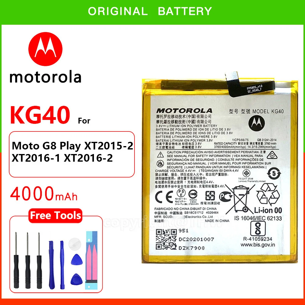 

100% Original Motorola KG40 Battery For Moto G8 Play Moto One Macro, One Macro Dual SIM XT2015-2 XT2016-1 XT2016-2 + Tools