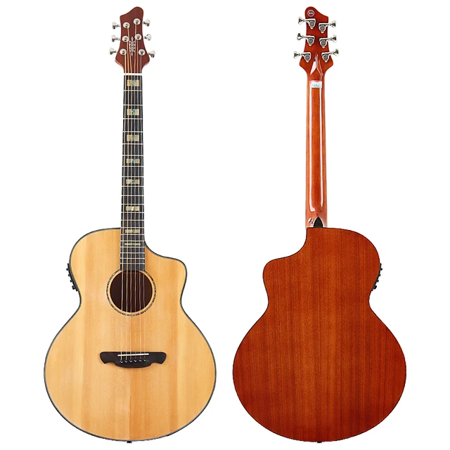 String electric acoustic guitar inch natural color folk guitar solid wood spruce top with